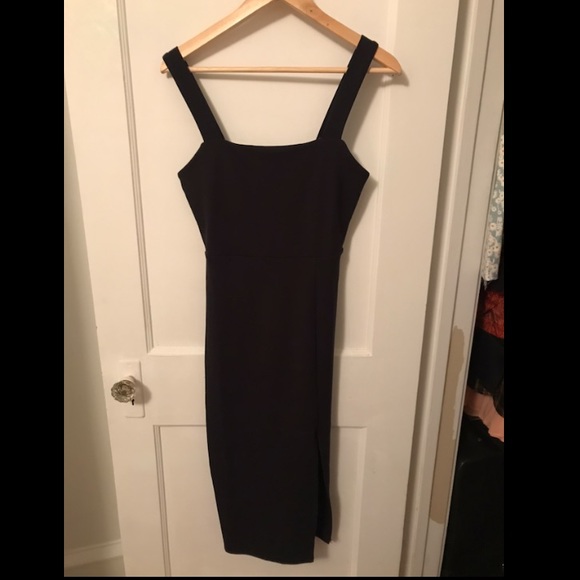 NWT Black Midi Dress with Slit - Picture 6 of 8
